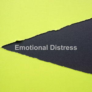 Emotional Distress revealed under torn yellow paper.